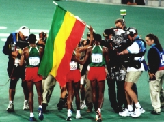 Olympische Spelen in Sydney 2000. Gebrselassie won goud op de 10.000 meter. 